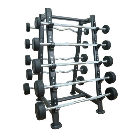 Axox Fitness Fixed Straight & Curl Barbell Set 10-30 kg with Storage Rack Bundle