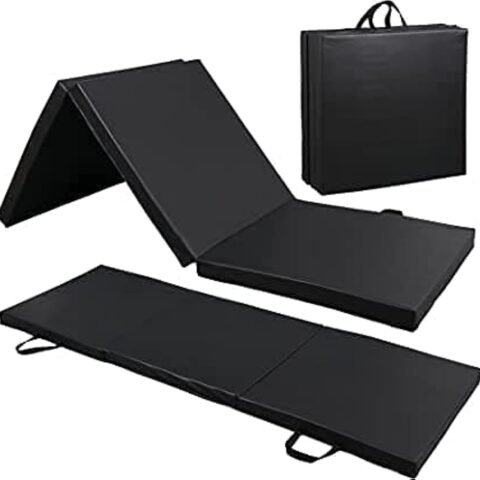 Body Strong 2 inchThick Tri-Fold Folding Exercise Mat with Carrying Handles