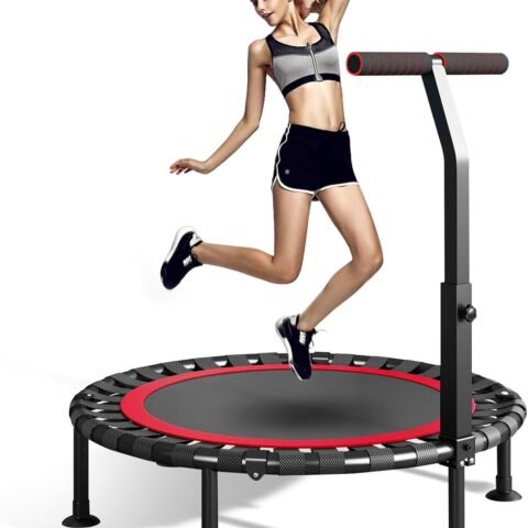 Body Strong Fitness Rebounder, 40" Foldable Trampoline with Removable Handlebar