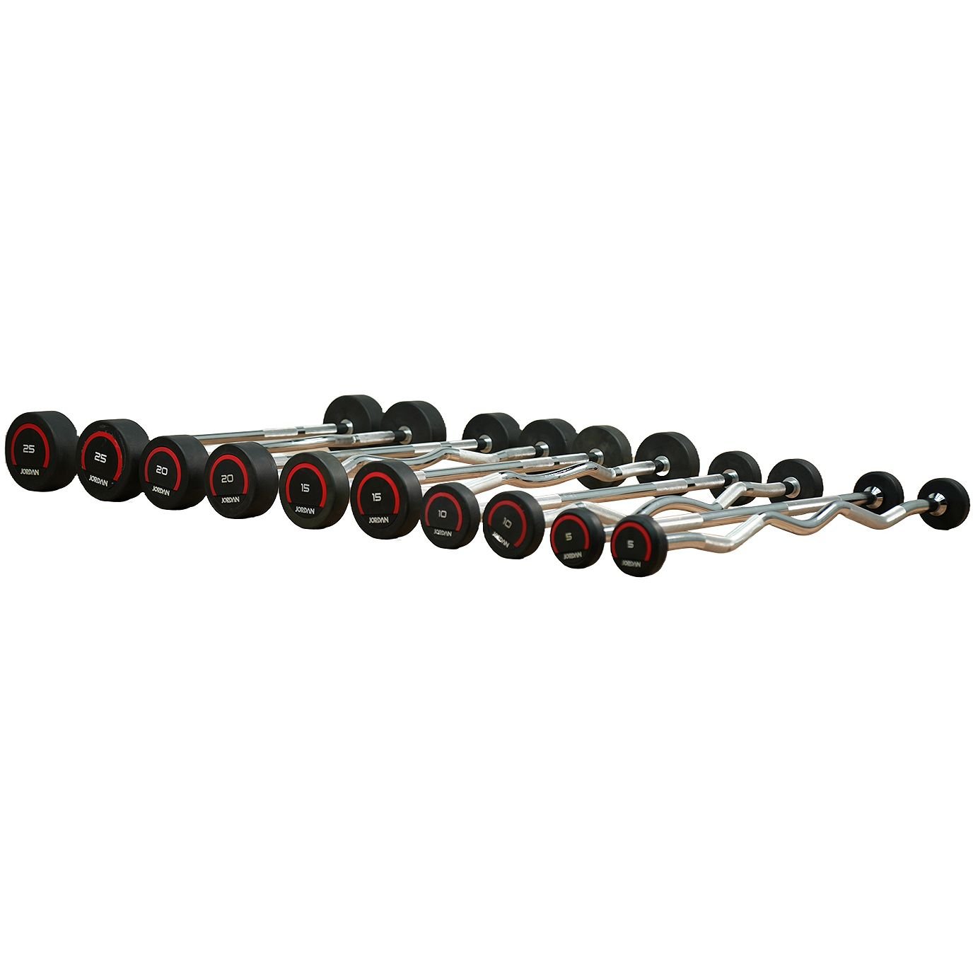 Jordan Premium Urethane Straight and Curl Barbell Set JD-CL-ST view 3