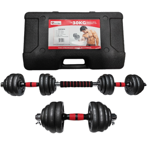 PowerMax PDS-30 Baked Iron Dumbbell Set 30 kg with Carrying Case