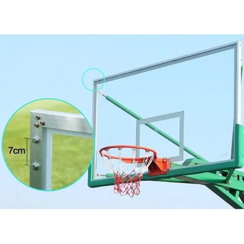 TA Sport Basketball Temper Glass Board and Rim 1.8x1.05mtr ( Blue/ Red ) 5050049-101